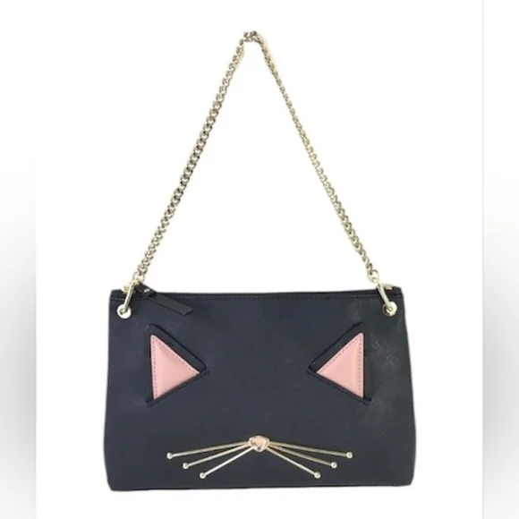 Kate Spade Jazz Things Up Cat River Convertible Crossbody Black - Picture 3 of 4
